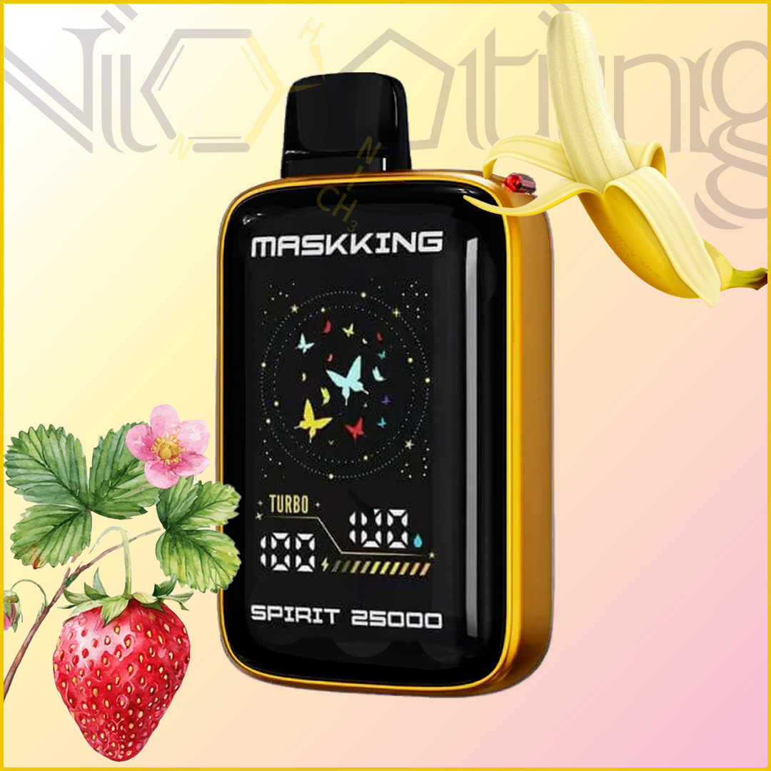 MK spirit 25000 strawberry banana پاد یکبار مصرف MK Maskking موز توت فرنگیbanana strawberry 25000 پاف