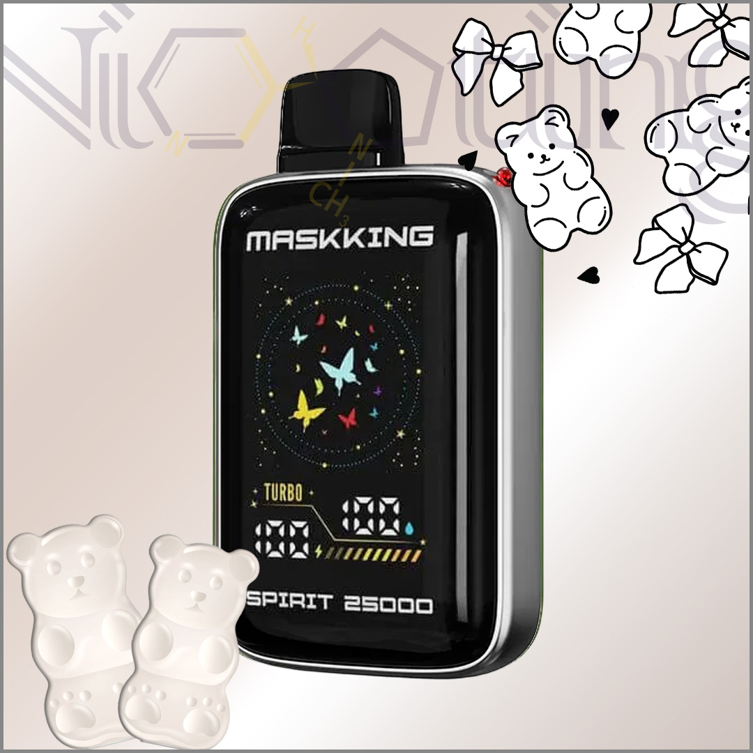 MK spirit 25000 white gummy bear پاد یکبار مصرف MK Maskking پاستیل خرسی سفیدwhite gummy bear 25000 پاف