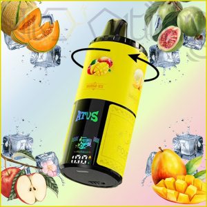 پاد یکبار مصرف ATVS 60000 پاف با 4طعم قابل تنظیم گواوا یخ، طالبی یخ، انبه یخ، سیب یخ (ATVS 4in1 60k puffs Mango ice, Guava ice, Cantaloupe ice, Apple ice)