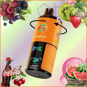 پاد یکبار مصرف ATVS 60000 پاف با 4طعم قابل تنظیم گیلاس نوشابه، هندوانه آدامس بادکنکی، توت فرنگی کیوی، میکس بری (ATVS 4in1 60k puffs Cherry Cola, Watermelon Bubblegum, Strawberry Kiwi, Mix Berries)