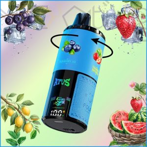 پاد یکبار مصرف ATVS 60000 پاف با 4طعم قابل تنظیم بلوبری یخ، توت فرنگی یخ، هندوانه توت فرنگی، لیمو نعنا (ATVS 4in1 60k puffs blueberry ice, strawberry ice, watermelon strawberry, lemon mint)
