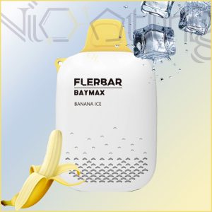 پاد یکبار مصرف بدون نیکوتین فلربار بیمکس موز یخ 3500 پاف (Flerbar Baymax 3500 puffs Banana Ice)