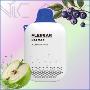 پاد یکبار مصرف بدون نیکوتین فلربار بیمکس بلوبری سیب 3500 پاف (Flerbar Baymax 3500 puffs Blueberry Apple)