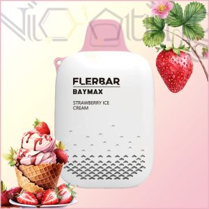 پاد یکبار مصرف فلربار بدون نیکوتین بیمکس بستنی توت فرنگی 3500 پاف (Flerbar Baymax 3500 puffs Strawberry Ice cream)