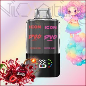 پاد یکبار مصرف 2 در 1 آیکون دوو بمب گیلاس و پشمک 20000 پاف(Icon DUO 20k Cherry Bomb Cotton Candy)