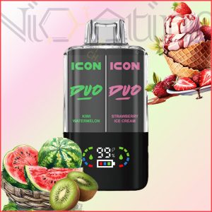پاد یکبار مصرف 2 در 1 آیکون دوو کیوی هندوانه و بستنی توت فرنگی 20000 پاف(Icon DUO 20k g Kiwi Watermelon Strawberry Ice Cream)