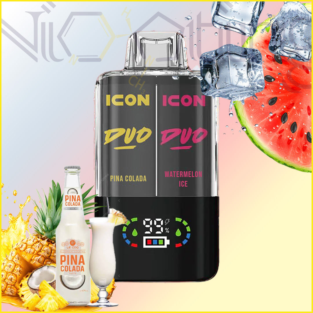 Icon DUO 20k Pina colada Watermelon Ice پاد یکبار مصرف 2 در 1 آیکون دوو پیناکولادا و هندوانه یخ 20000 پاف(Icon DUO 20k Pina colada watermelon Ice)
