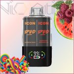 پاد یکبار مصرف 2 در 1 آیکون دوو پاستیل ترش و رزبری هنداونه 20000 پاف(Icon DUO 20k Rainbow Sour Raspberry Watermelon)